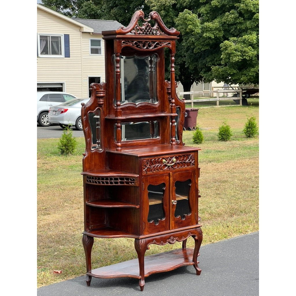 Vintage Chippendale Style Solid Mahogany Etagere