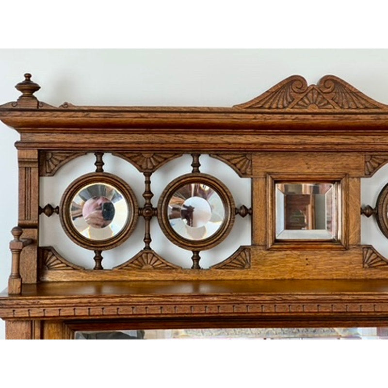 Antique Late Victorian Oak Buffet Server with Great Mirrored Back c. 1910