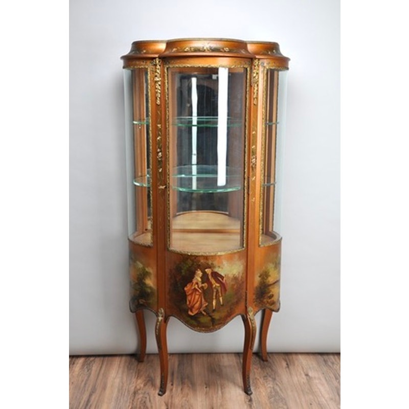 Antique French Louis XVI Style Paint Decorated Vitrine