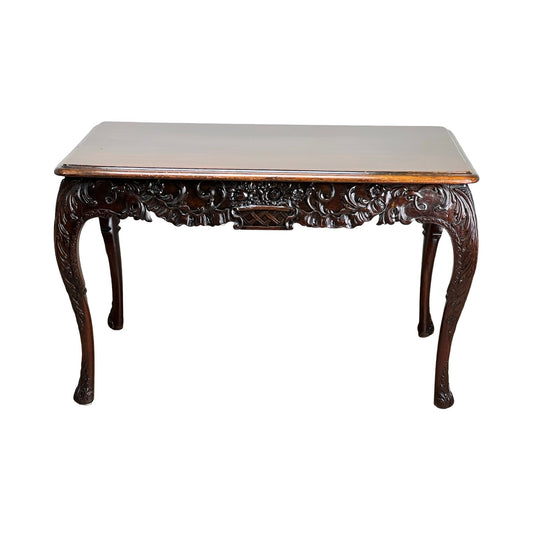 Antique Irish Carved Mahogany Tea Table c. Late 19th Century