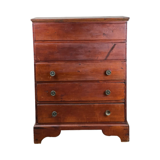 Antique New England Chippendale pine blanket chest c.1780 with three drawers