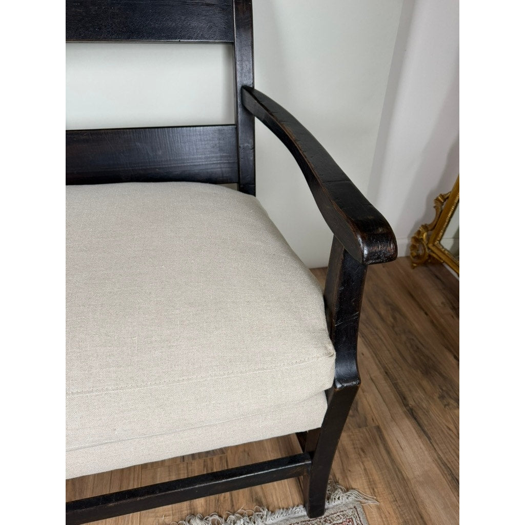 Antique English Oak Three-Seat Bench, Late 19th Century