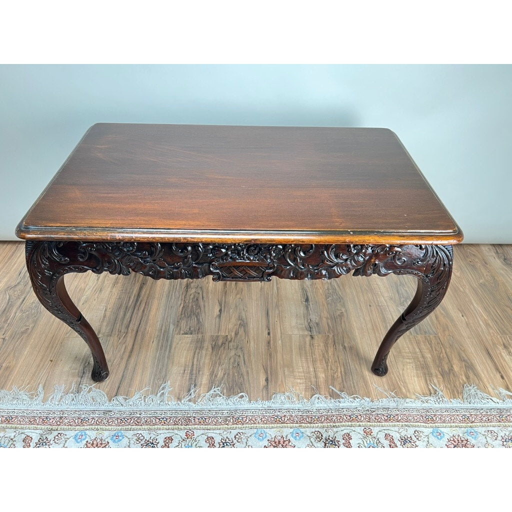 Antique Irish Carved Mahogany Tea Table c. Late 19th Century