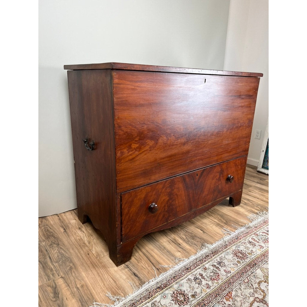 Antique Grain Painted Pine One Drawer Blanket Chest Probably Barnstable Cape Cod c. 1820