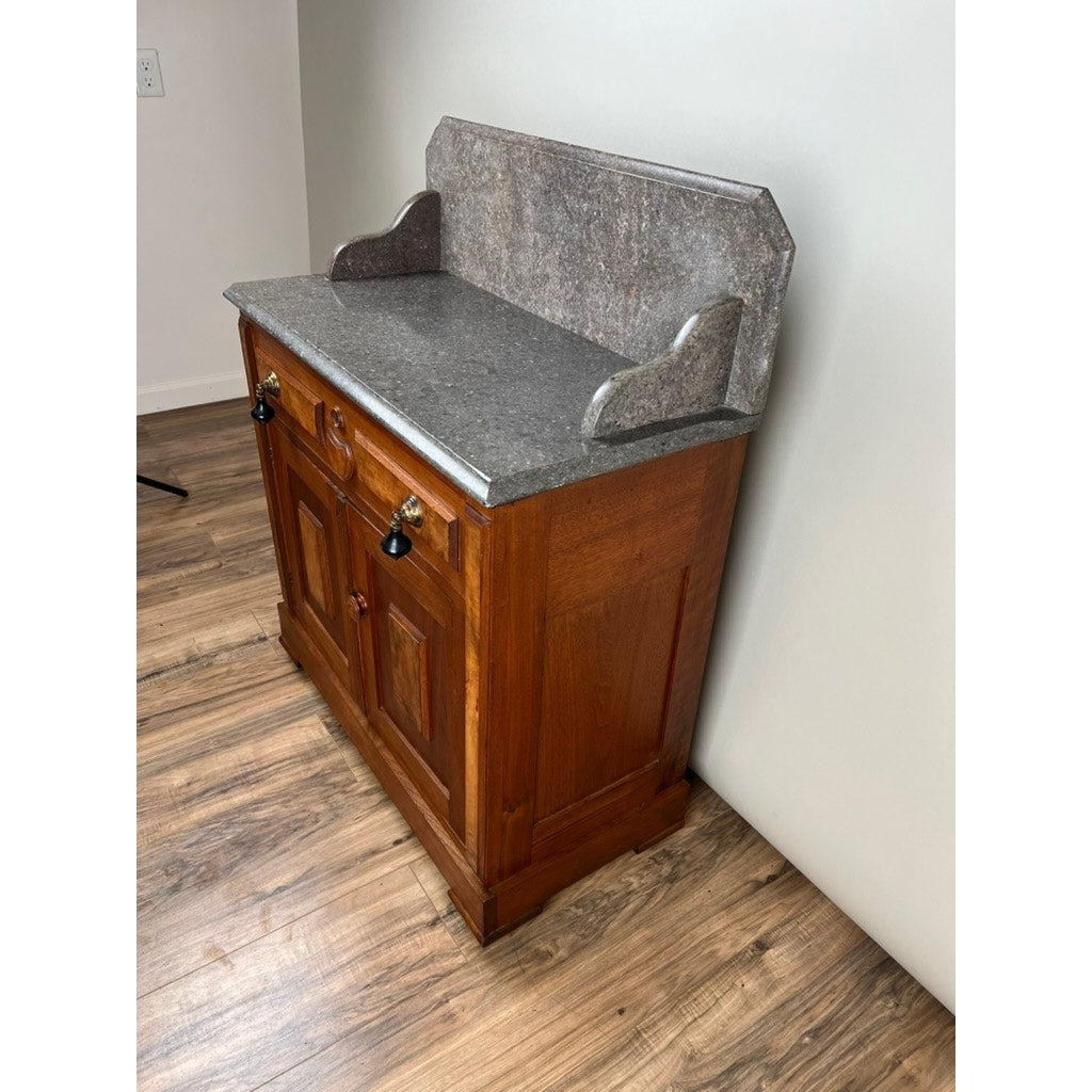 Antique Eastlake Victorian Walnut Marble Top Commode c. 1900