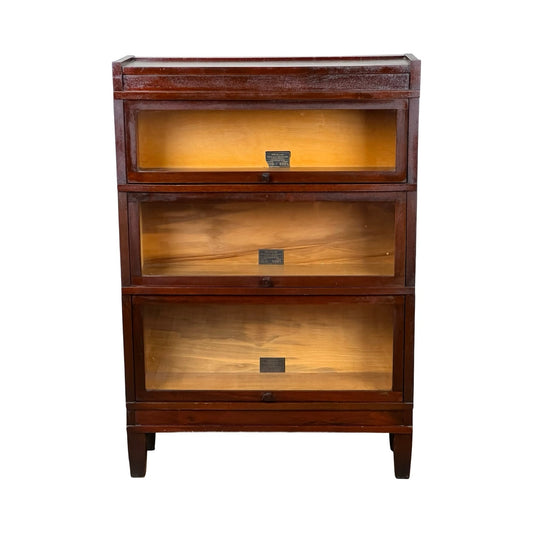 Antique Globe Wernicke Mahogany Three Stack Barrister Bookcase Size D Grade 598 1/2 c. 1930