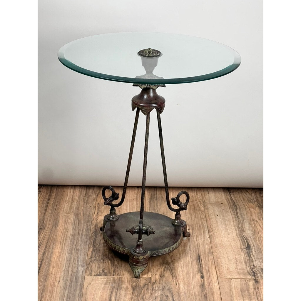 Verdigris Table Base Vintage Verdigris Bronze Neoclassical Style Glass End Table – Pearl ...