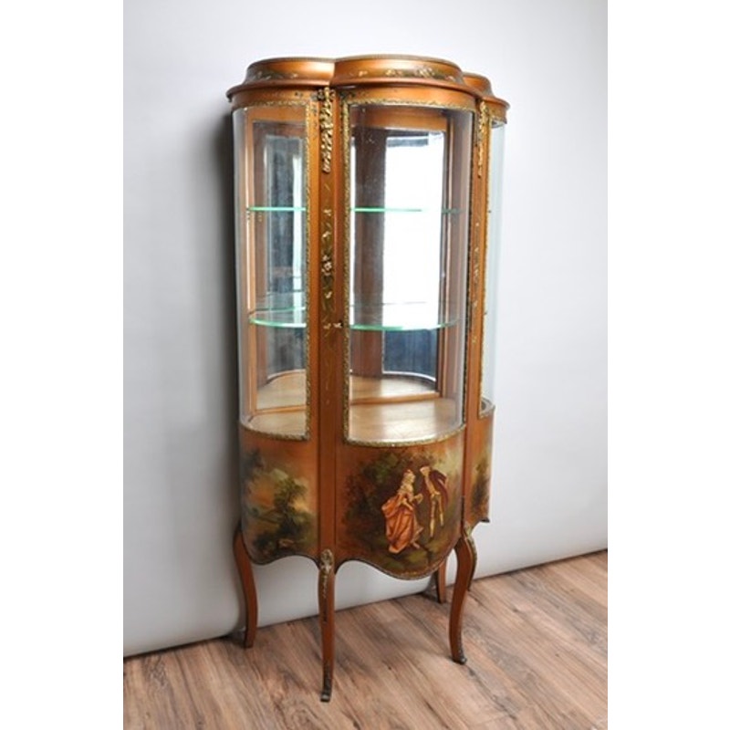 Antique French Louis XVI Style Paint Decorated Vitrine