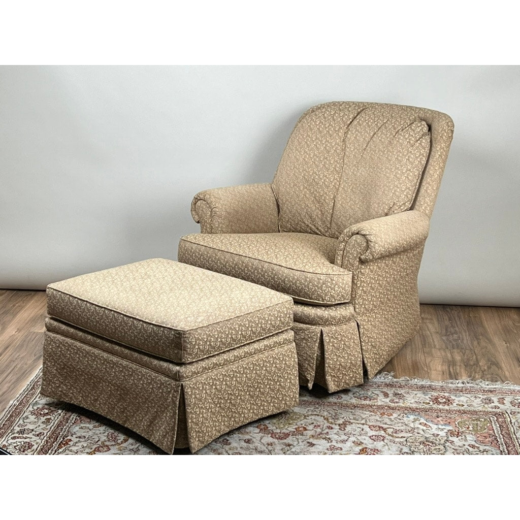 Vintage Jessica Charles upholstered rocking club chair with ottoman