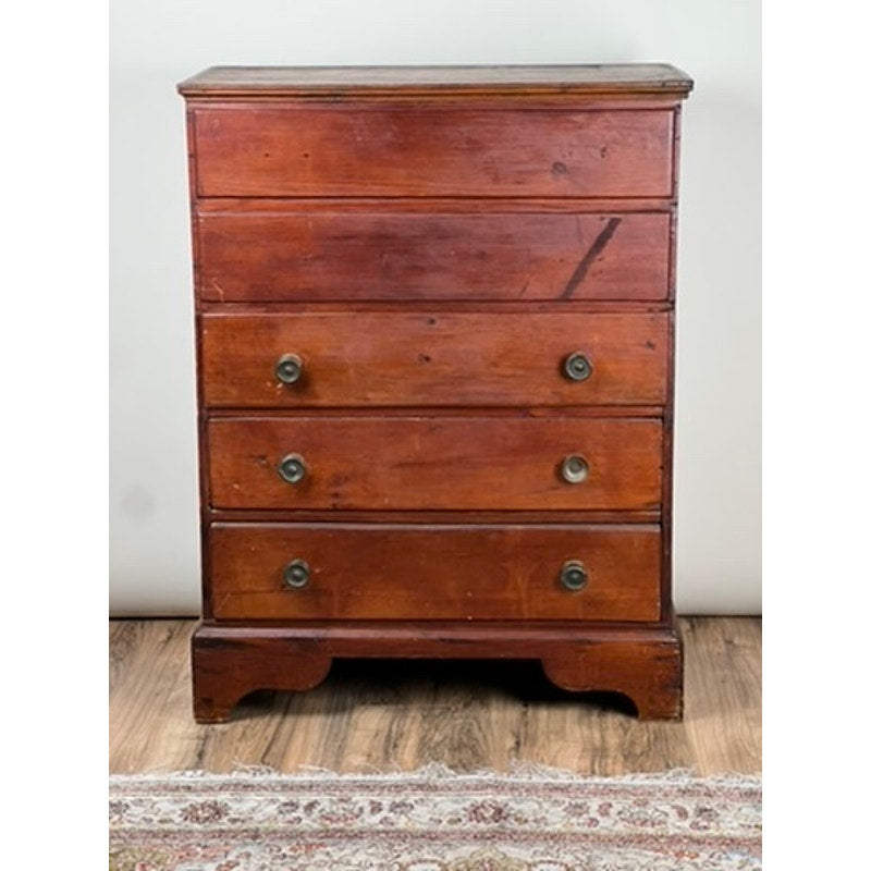 Antique New England Chippendale pine blanket chest c.1780 with three drawers