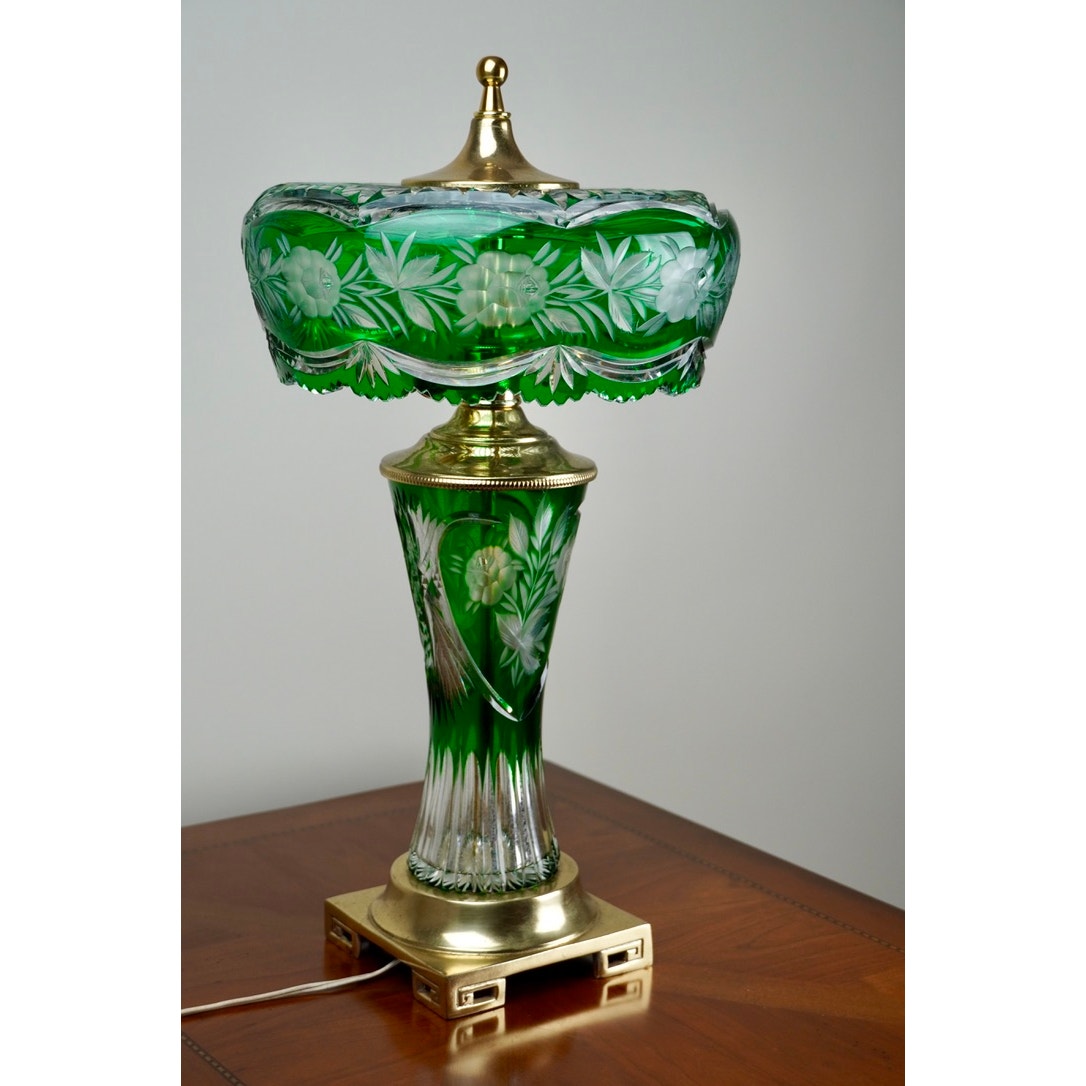 Vintage Dresden by Peck Ruby Cut Crystal Table Lamp