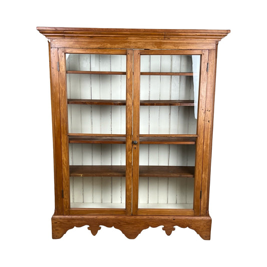 Antique Country Pine Glass Door Book Case Probably Pennsylvania or Virginia c. Mid 19th Century