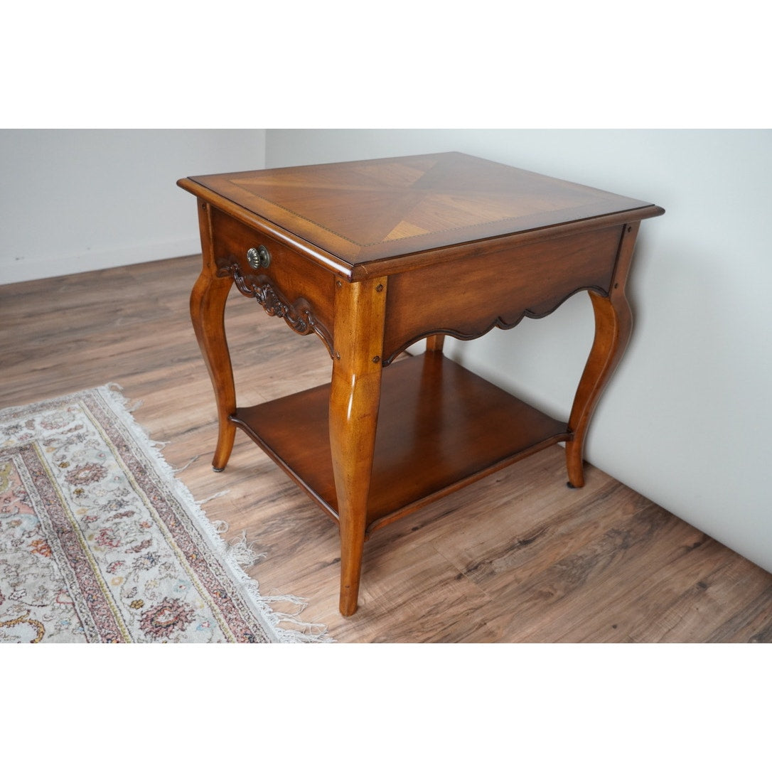 Vintage French Louis XVI Style Walnut One Drawer End Table by Drexel Heritage