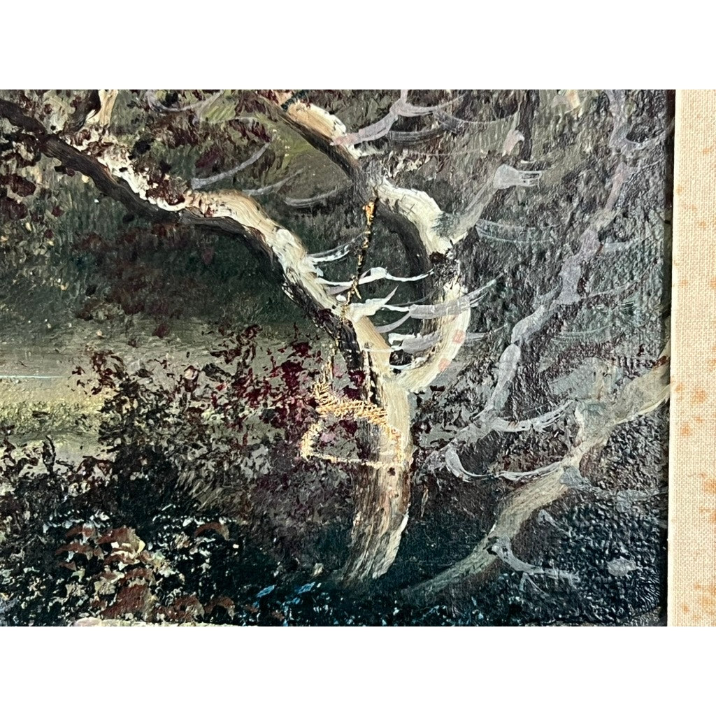 Painting Oil on Canvas Alfred Worthington (British 1835-1927) “Mountain Lake” Signed Lower Right