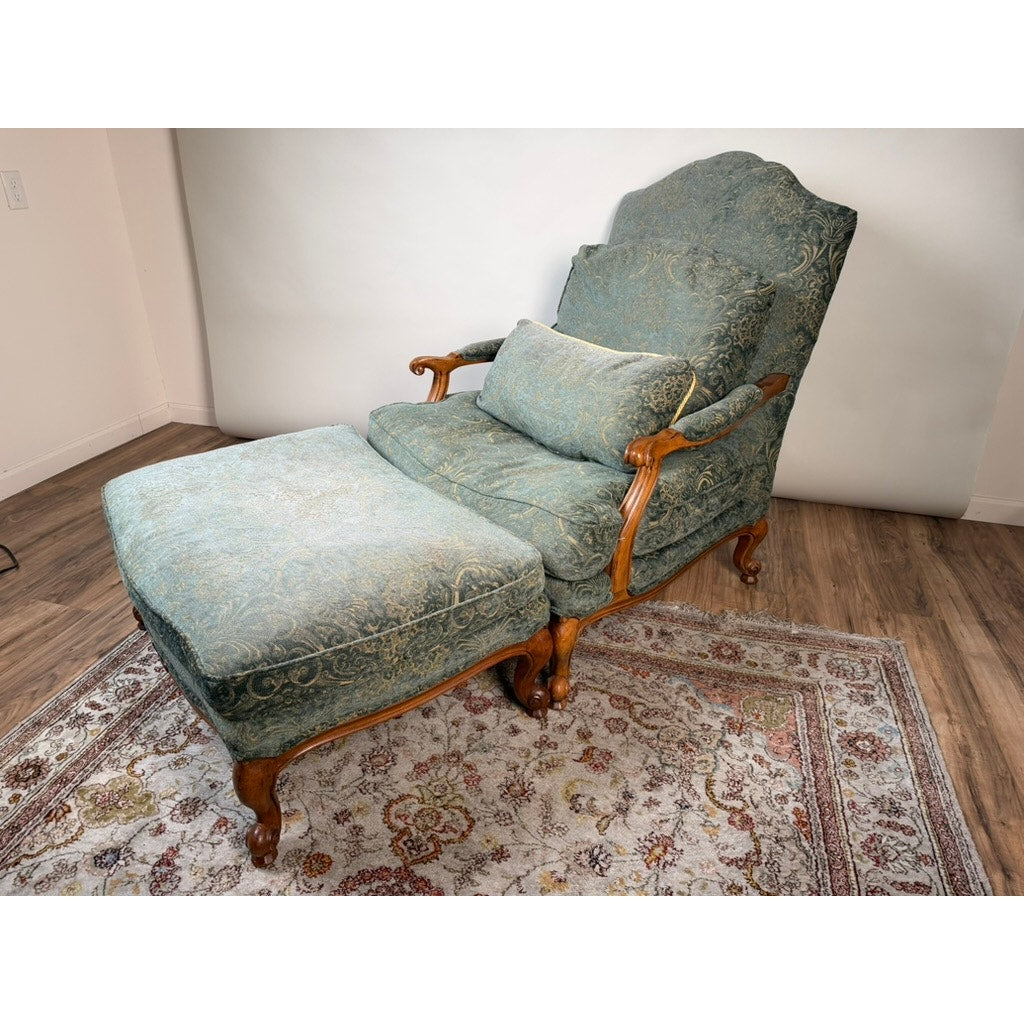 Lillian August Oversized French Bergère Lounge Chair & Ottoman, Down Filled