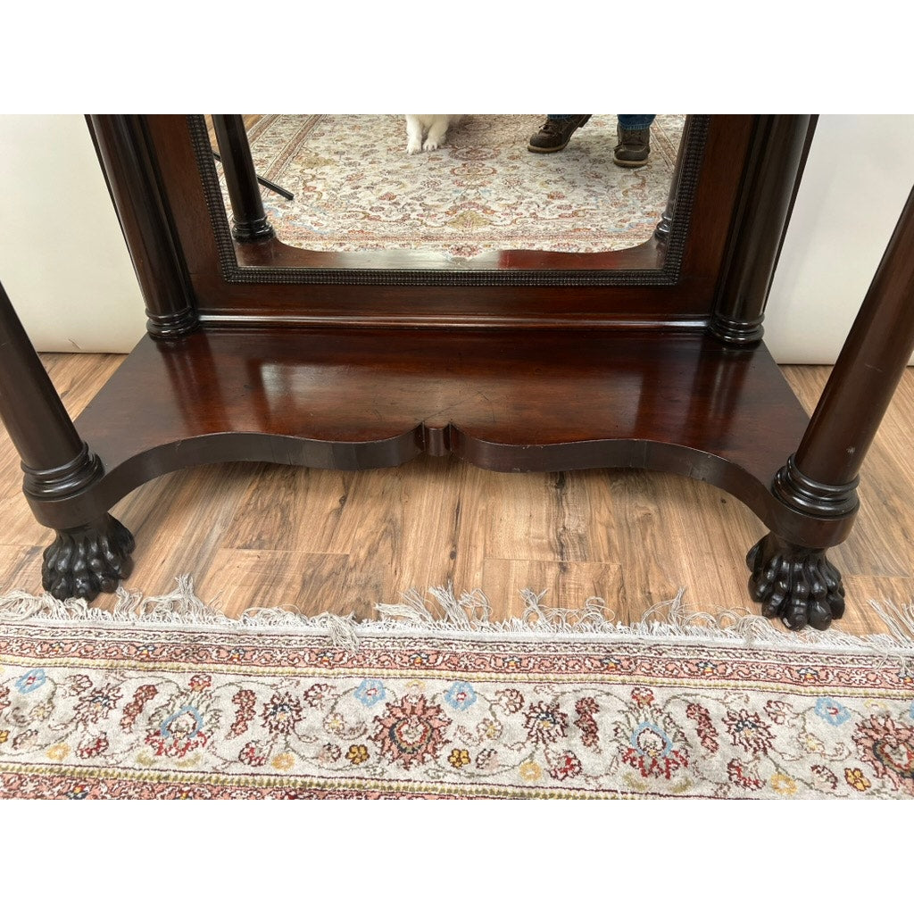 Antique Late Federal Mahogany Paw Foot Pier Table c. 1840