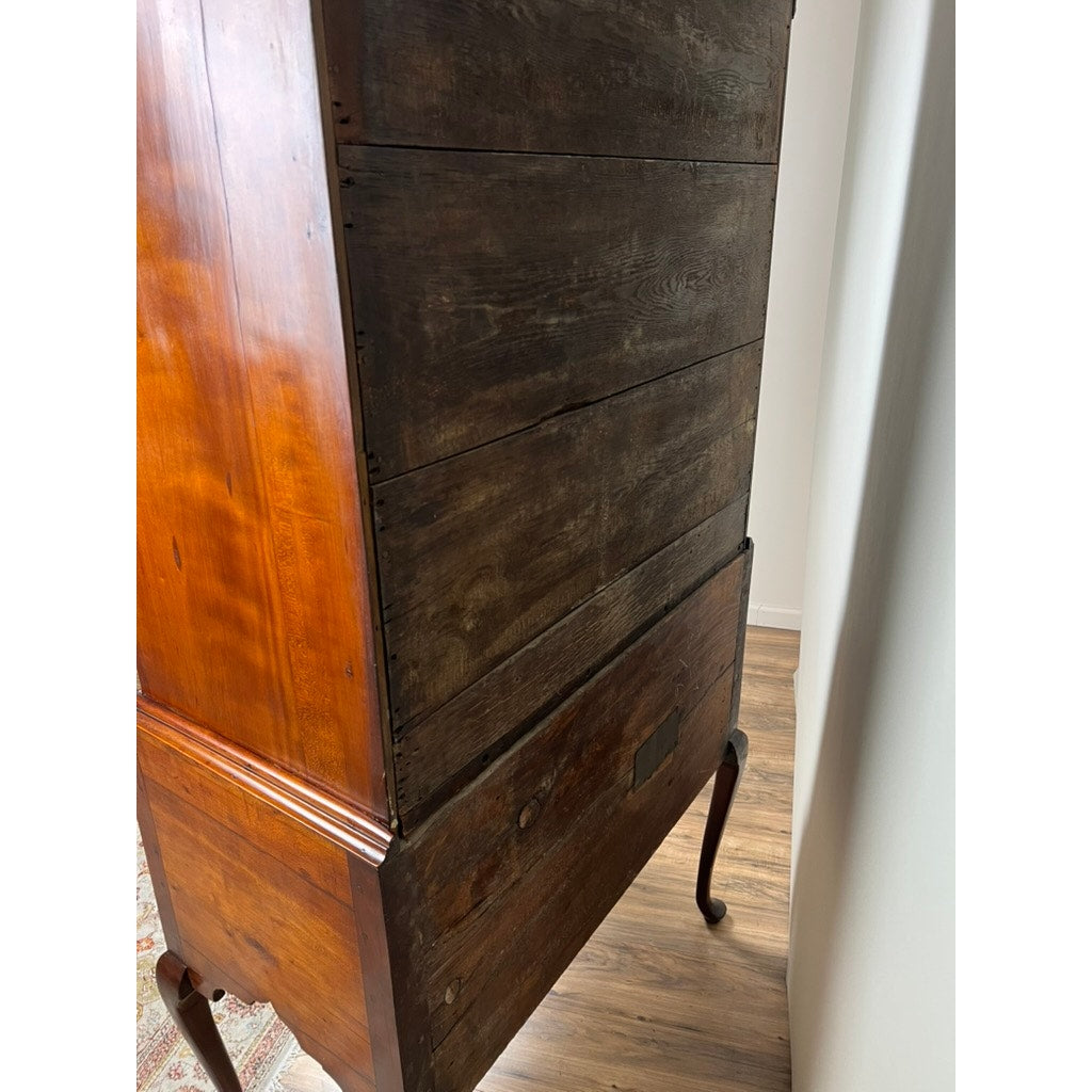 Antique Chippendale Cherry Highboy with Broken Swans Neck Pediment c. Late 18th Century