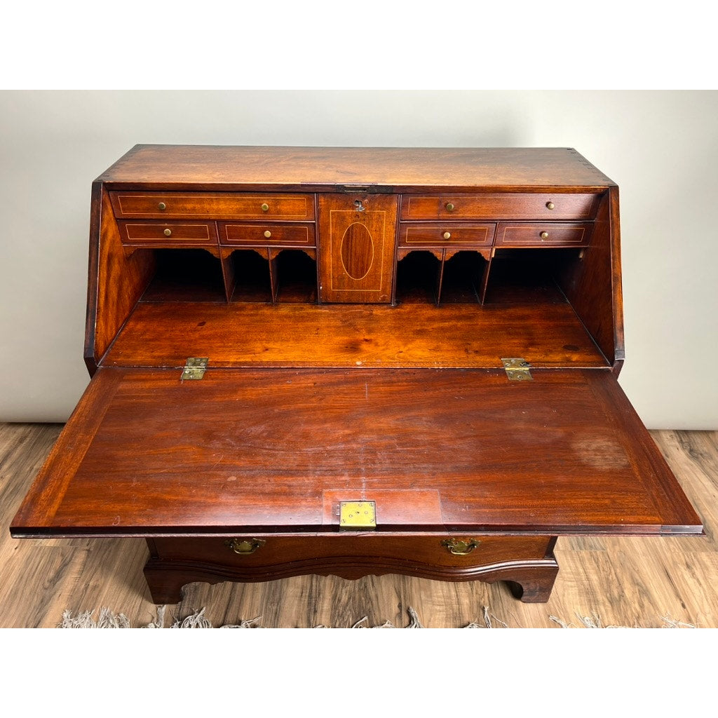 Antique Late 18th Century Massachusetts Mahogany Chippendale Oxbow Secretary