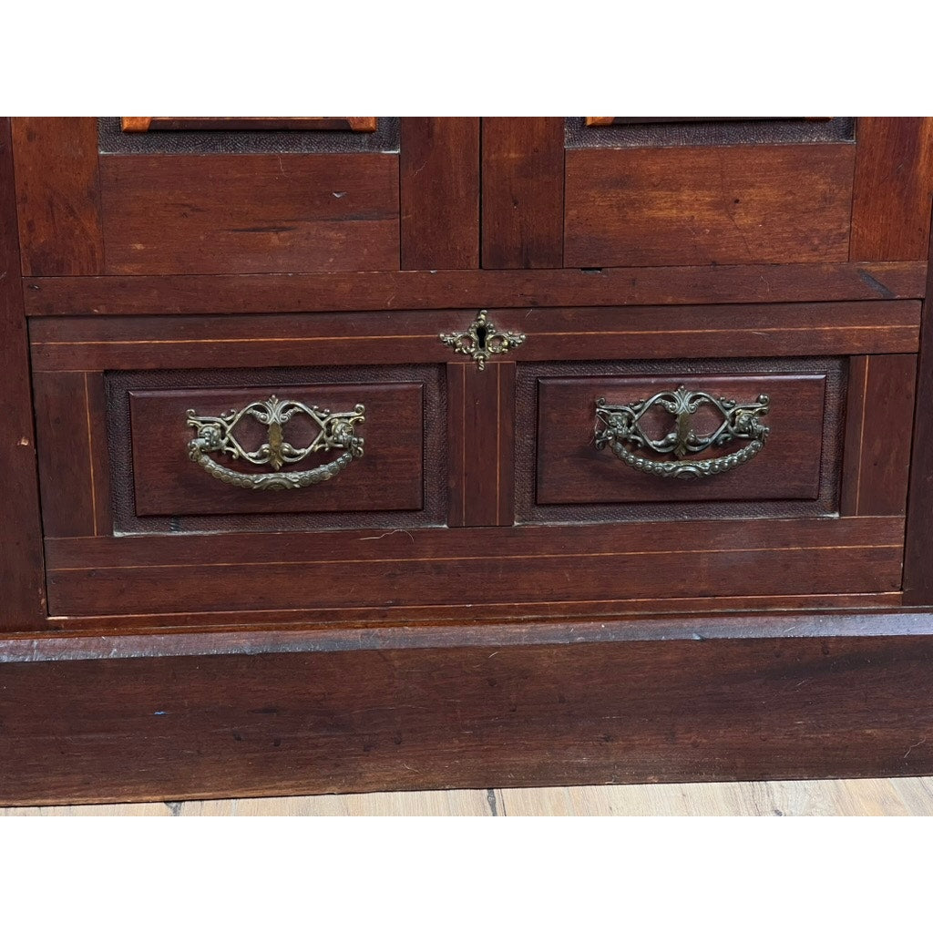 Antique Arts & Crafts Inlaid Mahogany Buffet Server c. 1920