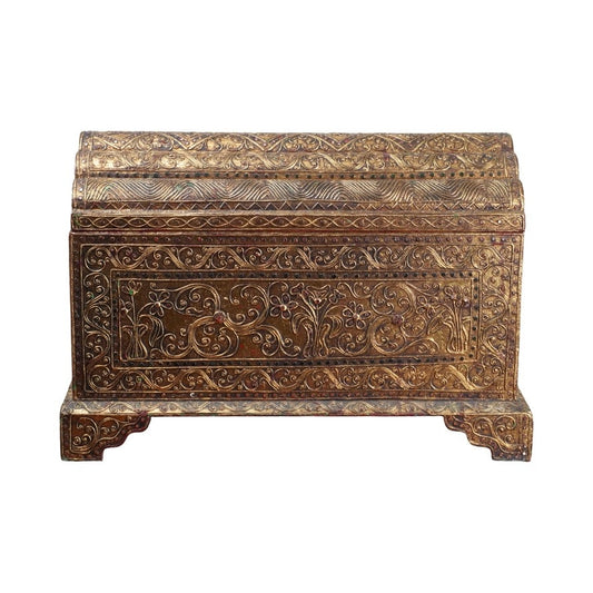Vintage Burmese Gilt Wood Bejeweled Temple Box