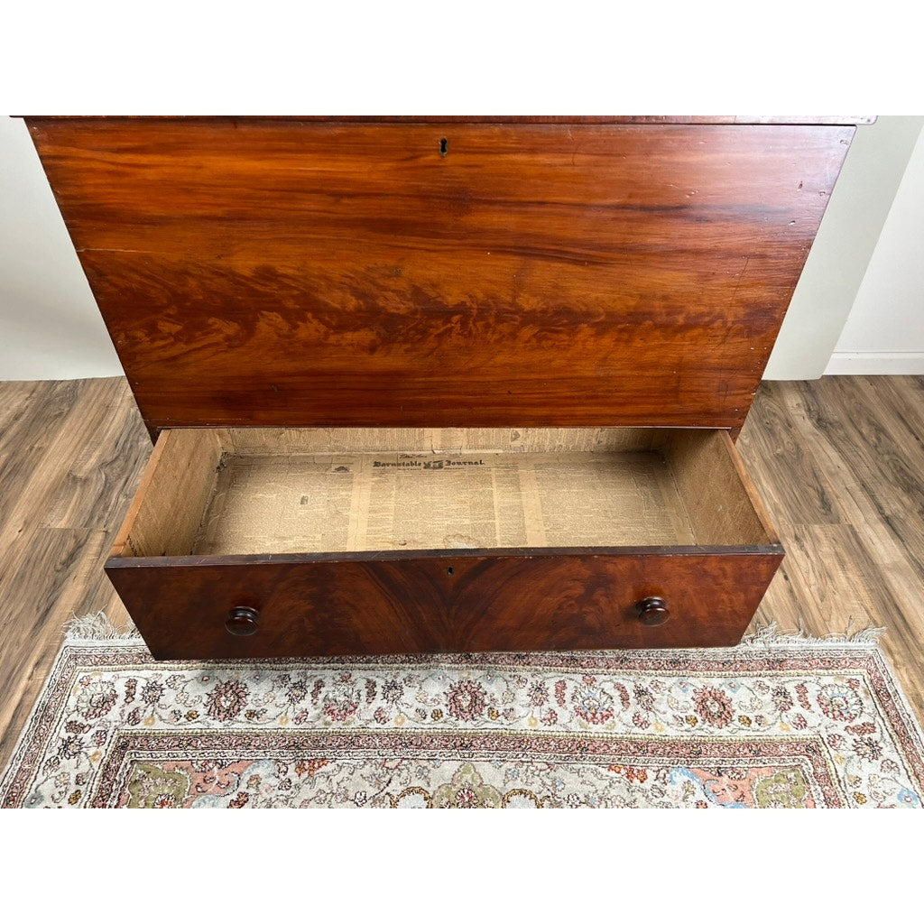 Antique Grain Painted Pine One Drawer Blanket Chest Probably Barnstable Cape Cod c. 1820