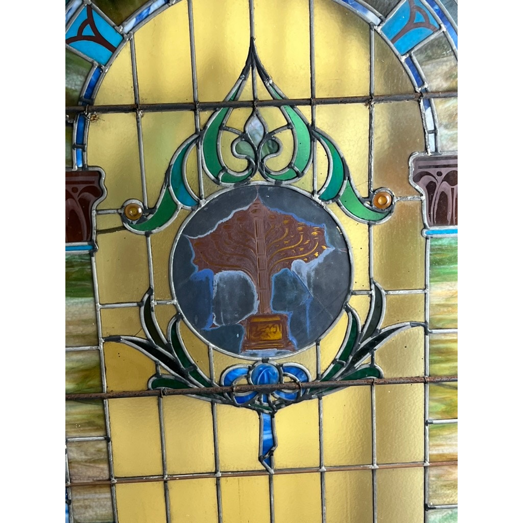 Temple Beth El Springfield MA stained glass with tree symbol