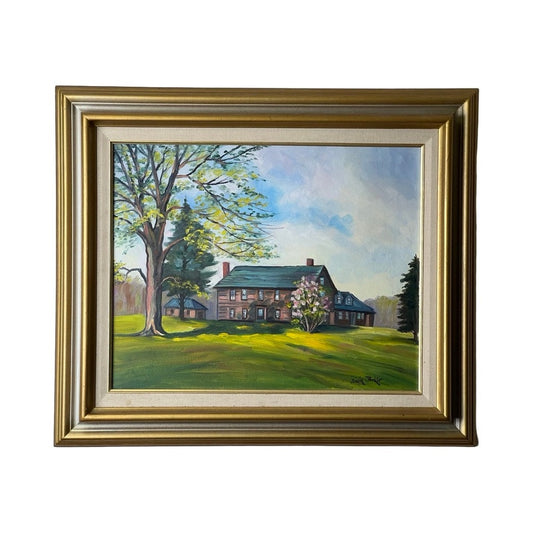 Oil on Canvas Painting “Country House in Deerfield” by Joseph Baker