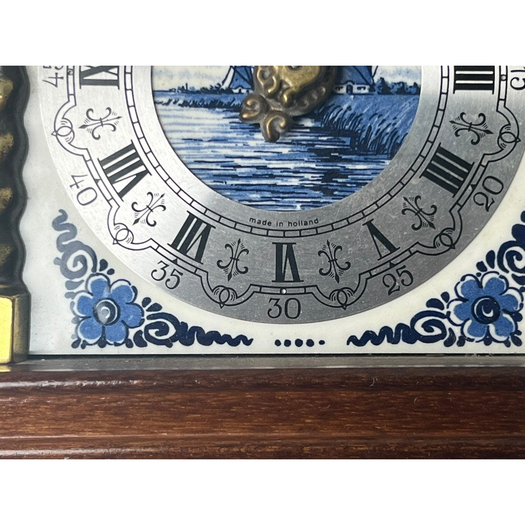 Zaandam Dutch Vintage Weight Driven Blue Delft Wall Clock