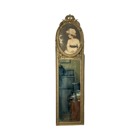 Antique Victorian Louis XV Style Trumeau Wall Mirror c. 1900