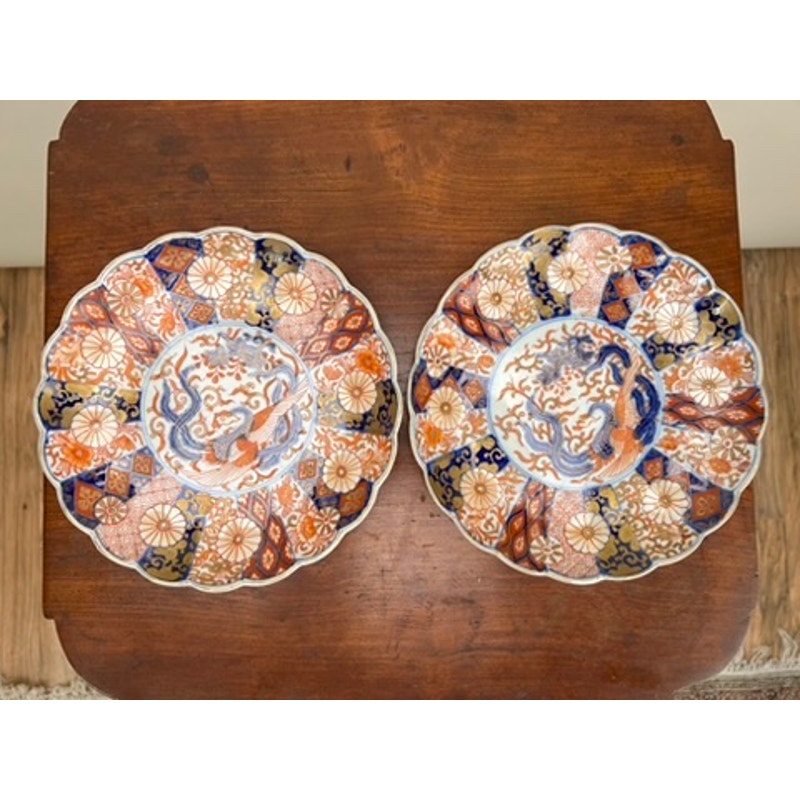 Antique Pair Meiji/Taisho Period Imari Plates