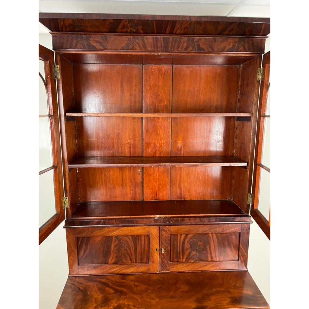 Antique Late Federal Period Mahogany Plantation Secretary and Bookcase c. Late 1830s