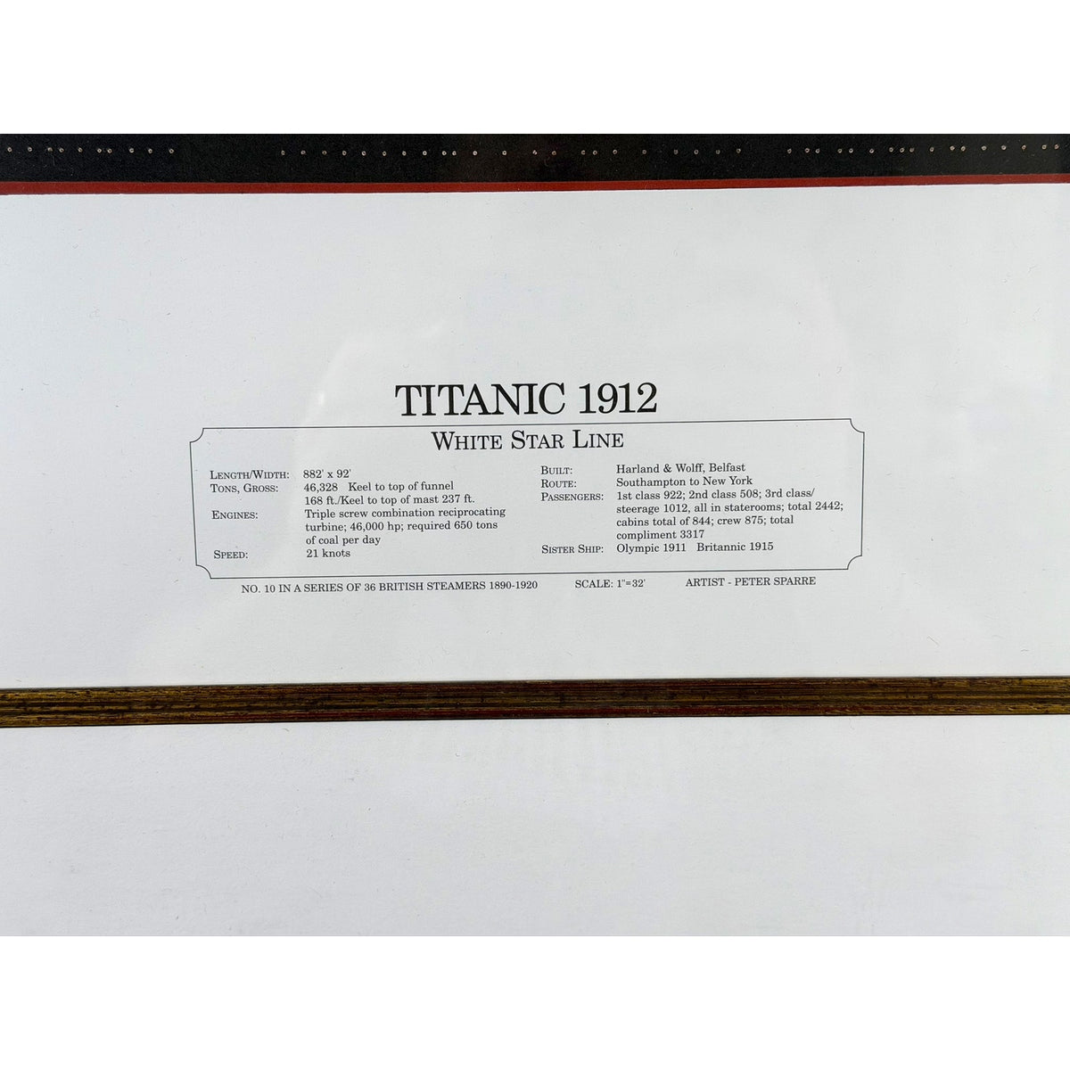 Peter W. Sparre Signed Limited Edition RMS Titanic 1912 Ship Profile Print, No. 256/1000