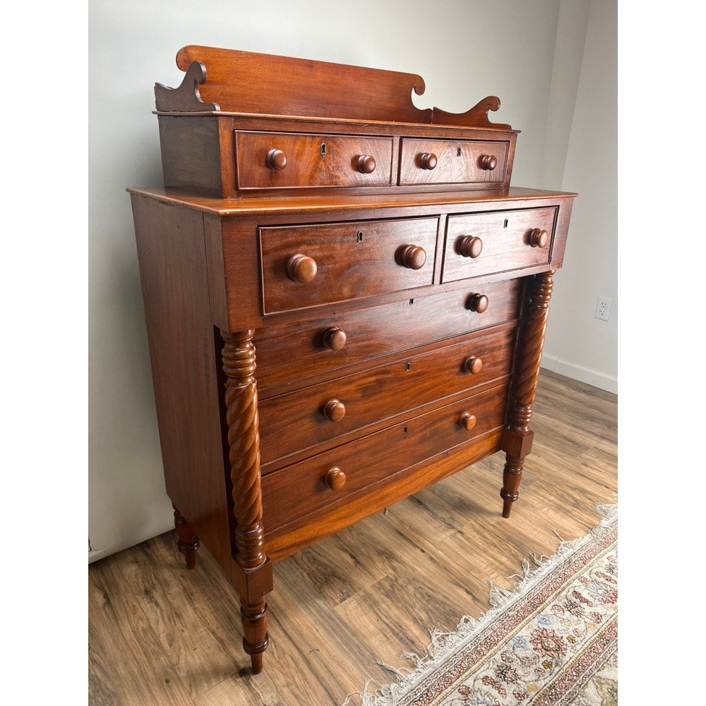 Antique Federal Period Mahogany Sheraton Deck Top Chest of Drawers c. 1820