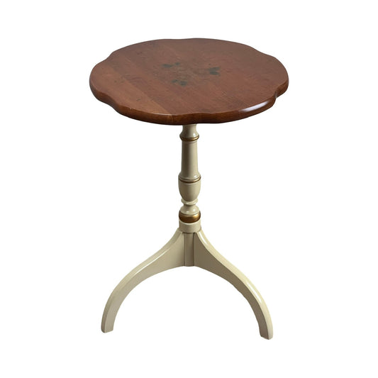 Vintage Hitchcock candle stand white harvest maple finish with tripod base