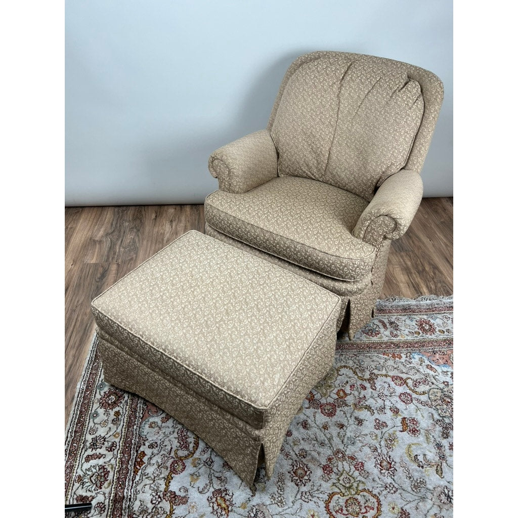 Vintage Jessica Charles upholstered rocking club chair with ottoman