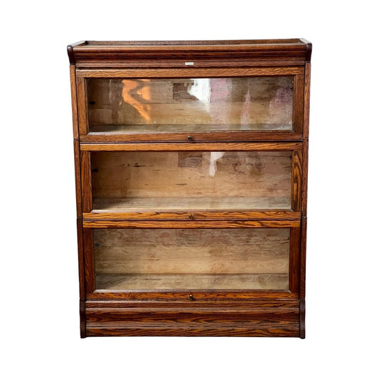 Antique Oak Three Stack Barrister Bookcase by Lundstrom c. 1920