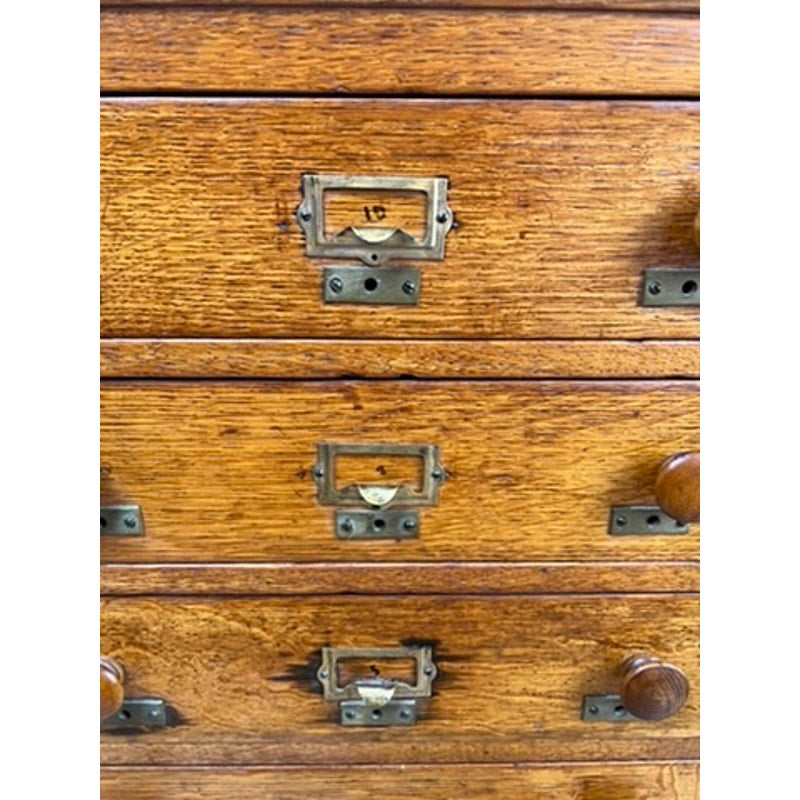 Antique c. early 20th century oak multi-drawer file, warm patina, in nice antique condition.
