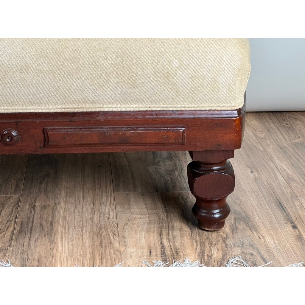 Eastlake Victorian fainting couch with turned legs and sloping back
