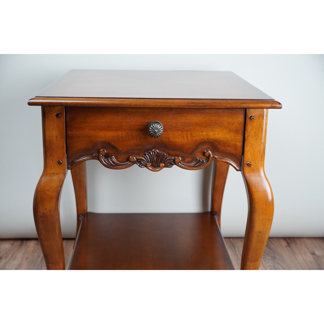 Vintage French Louis XVI Style Walnut One Drawer End Table by Drexel Heritage