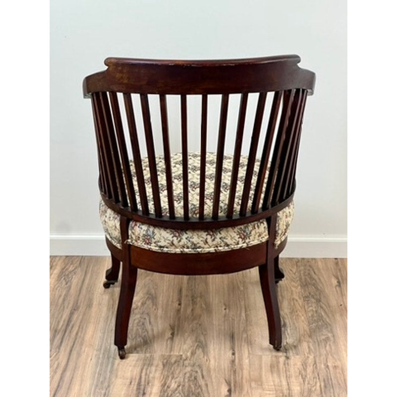 Antique Edwardian Lathback Chair with Satinwood and Mother of Pearl Inlay