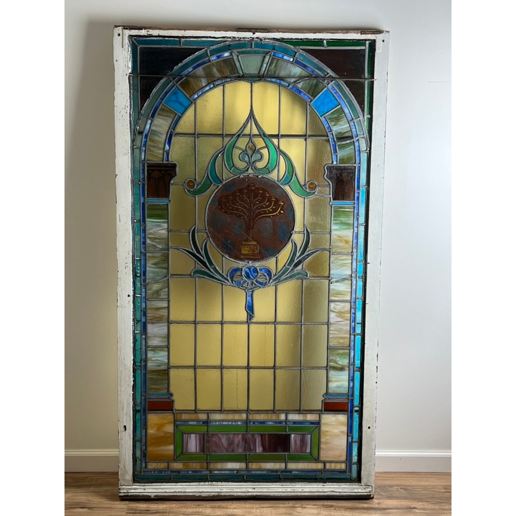 Antique stained glass window from Temple Beth El Springfield MA early 20th century