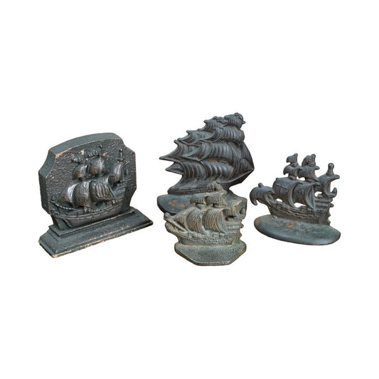 Vintage Set of Four Assorted Tall Ship Book Ends