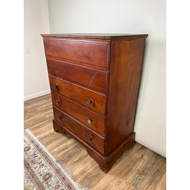Antique New England Chippendale pine blanket chest c.1780 with three drawers