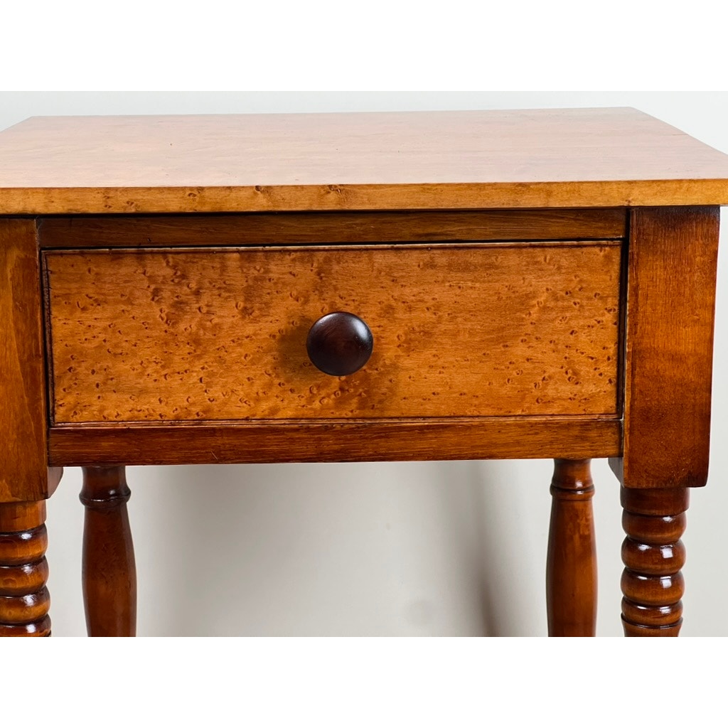 Antique American Sheraton Birdseye Maple One Drawer Stand c. Mid 19th Century