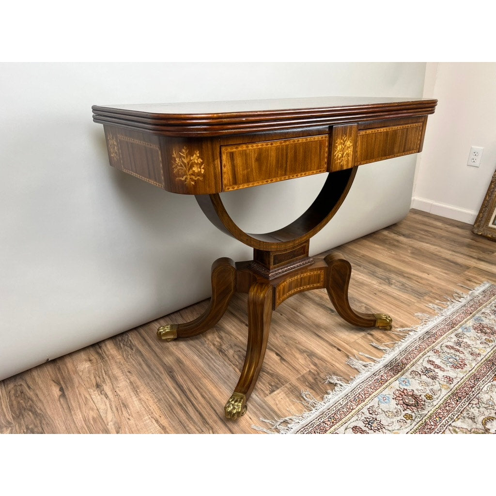 Maitland Smith Mahogany Regency Style Two Drawer Game Table