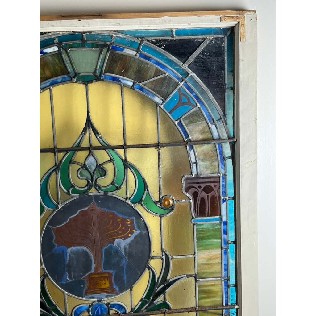 Temple Beth El Springfield MA stained glass with tree symbol