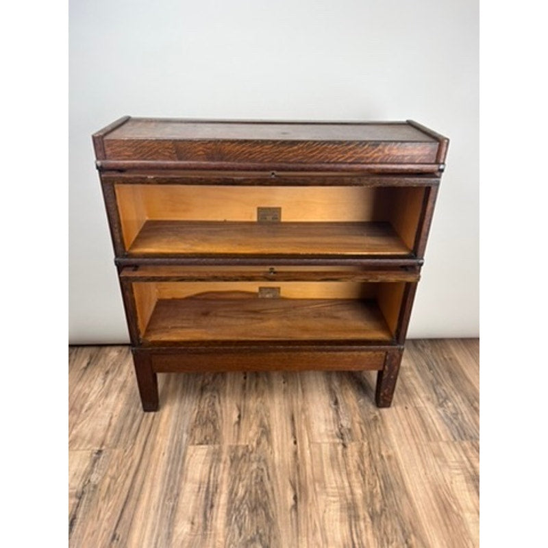 Antique oak Globe-Wernicke two stack barrister bookcase, c.1920, classic stacking design.