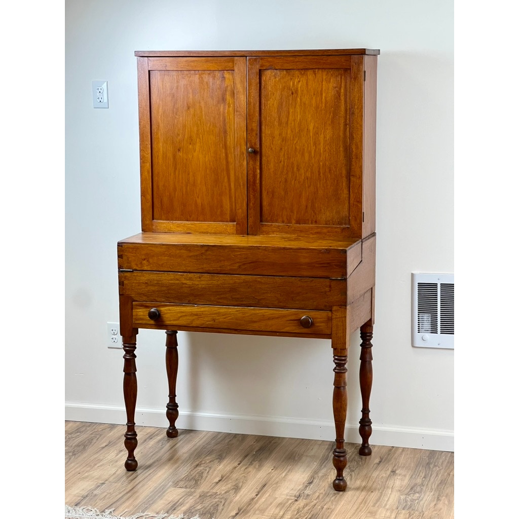 Antique Sheraton Chestnut Fold Over Secretary with Blind Door Top c. 1820