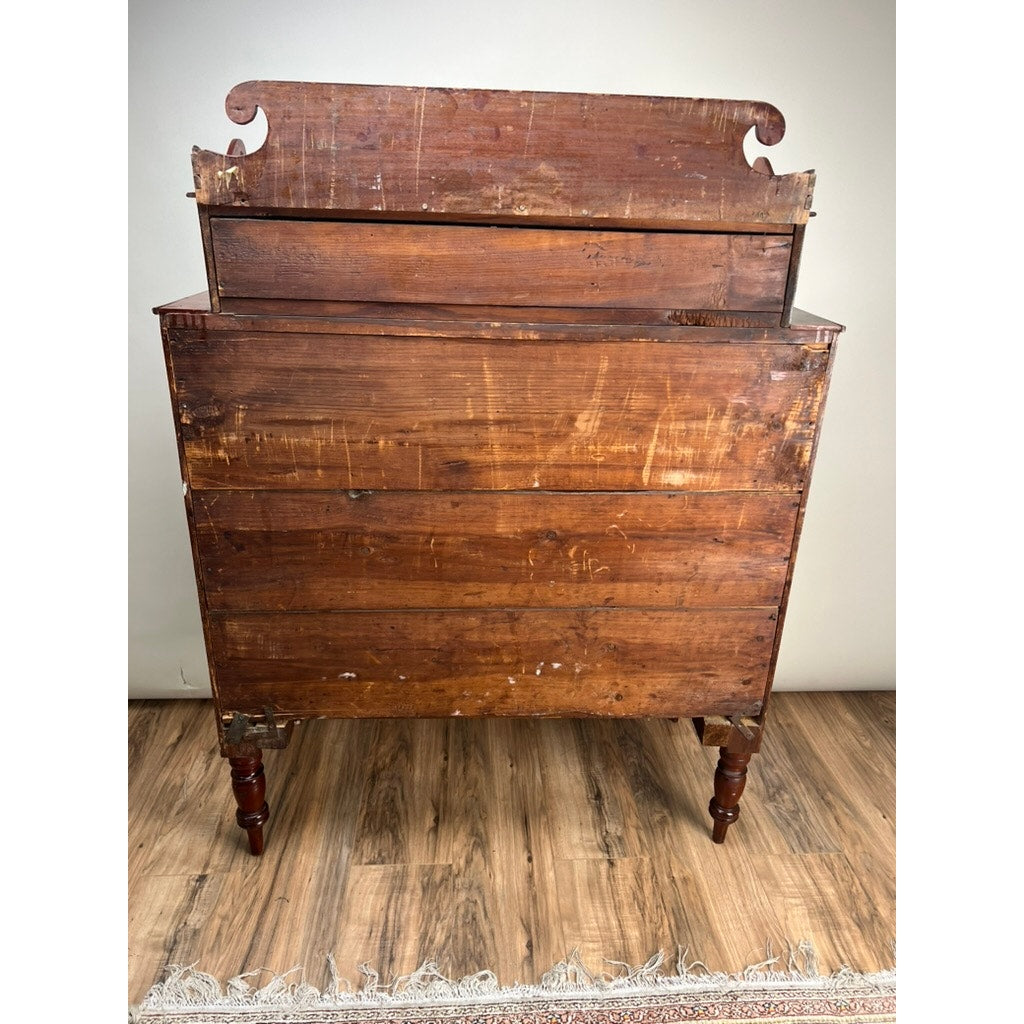 Antique Federal Period Mahogany Sheraton Deck Top Chest of Drawers c. 1820