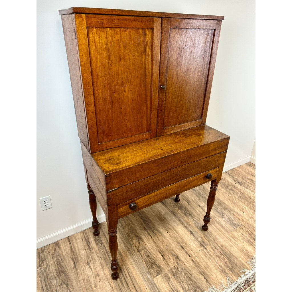 Antique Sheraton Chestnut Fold Over Secretary with Blind Door Top c. 1820